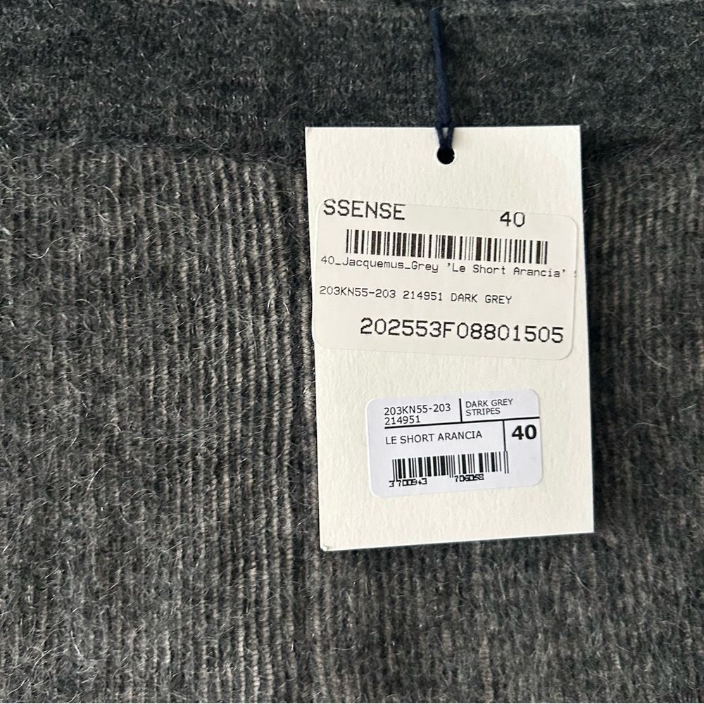 NWT JACQUEMUS Arancia Grey Striped Mohair Wool blend shorts - Picture 3 of 11